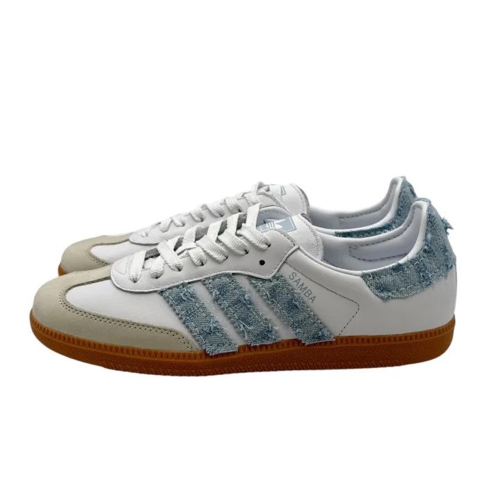 Sneakers Adidas Samba Uomo Pelle Bianca Dettagli Jeans art. Adidas Samba Alabama, foto 3 di 4