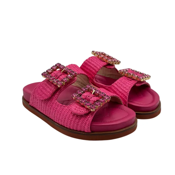Sandali Lorenzo Mari Rafia e Sottopiede In Vitello Fucsia art. Primula 03, foto 2 di 6
