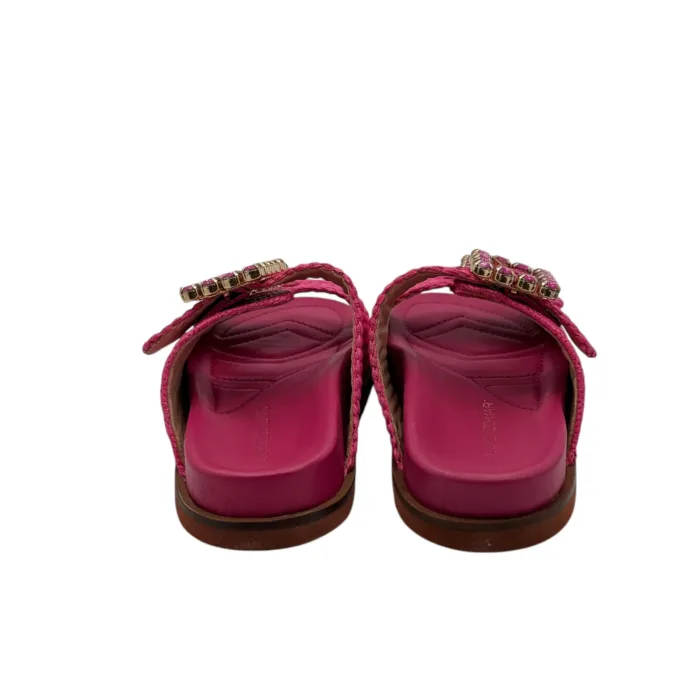 Sandali Lorenzo Mari Rafia e Sottopiede In Vitello Fucsia art. Primula 03, foto 6 di 6