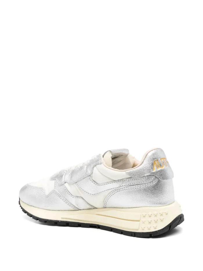 Sneakers Autry Reelwind Donna In Pelle Argento con Dettagli Bianchi art. WWLW AN01, foto 2 di 3
