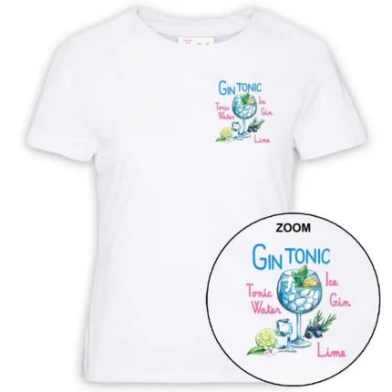 T-Shirt Donna Mc2 Saint Barth Bianca art. Emilie Gin Glass 01n Emb