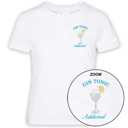 T-Shirt Donna Mc2 Saint Barth Bianca art. Emilie Gin Tonic Addicted 01n Strass Emb