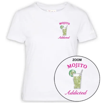 T-Shirt Donna Mc2 Saint Barth Bianca art. Emilie Mojito Addicted 01n Strass Emb