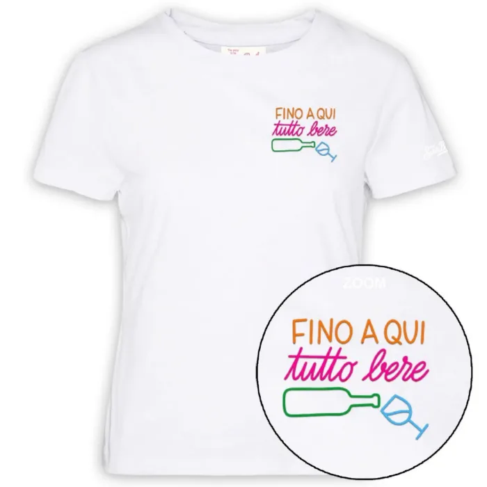T-Shirt Donna Mc2 Saint Barth Bianca art. Emilie Tutto Bere 01n Emb, foto 1 di 1