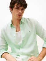 Camicia In Lino Regular Fit Uomo Tommy Hilfiger Verde art. MW0MW34602 LXY - immagine 5