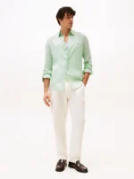 Camicia In Lino Regular Fit Uomo Tommy Hilfiger Verde art. MW0MW34602 LXY - immagine 3