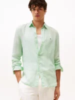 Camicia In Lino Regular Fit Uomo Tommy Hilfiger Verde art. MW0MW34602 LXY - immagine 2