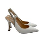 Slingback Gioiello Ninalilou cinturino Swarowski Nappa Bianco, tacco 9 cm cod 321216M9 art. MYA 952 C