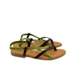Sandalo Gingi in Pelle Testa di Moro e Verde, Tacco 2 cm art. 3952