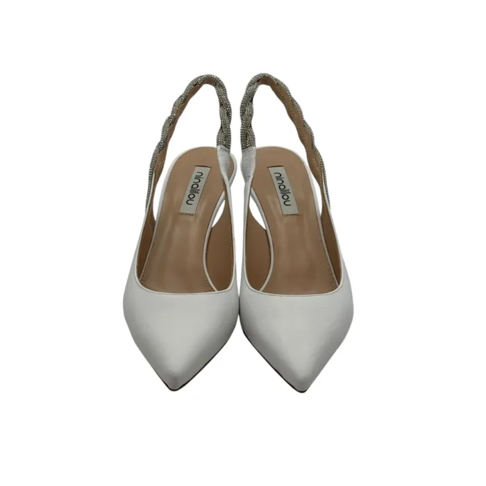 Slingback Gioiello Ninalilou cinturino Swarowski Nappa Bianco, tacco 7 cm cod 321232M7 art. MYA 755, foto 5 di 6
