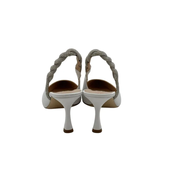 Slingback Gioiello Ninalilou cinturino Swarowski Nappa Bianco, tacco 7 cm cod 321232M7 art. MYA 755, foto 6 di 6