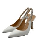 Slingback Gioiello Ninalilou cinturino Swarowski Nappa Bianco, tacco 9 cm cod 321216M9 art. MYA 952 C - immagine 3