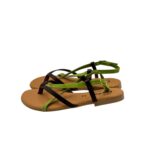 Sandalo Gingi in Pelle Testa di Moro e Verde, Tacco 2 cm art. 3952 - immagine 2