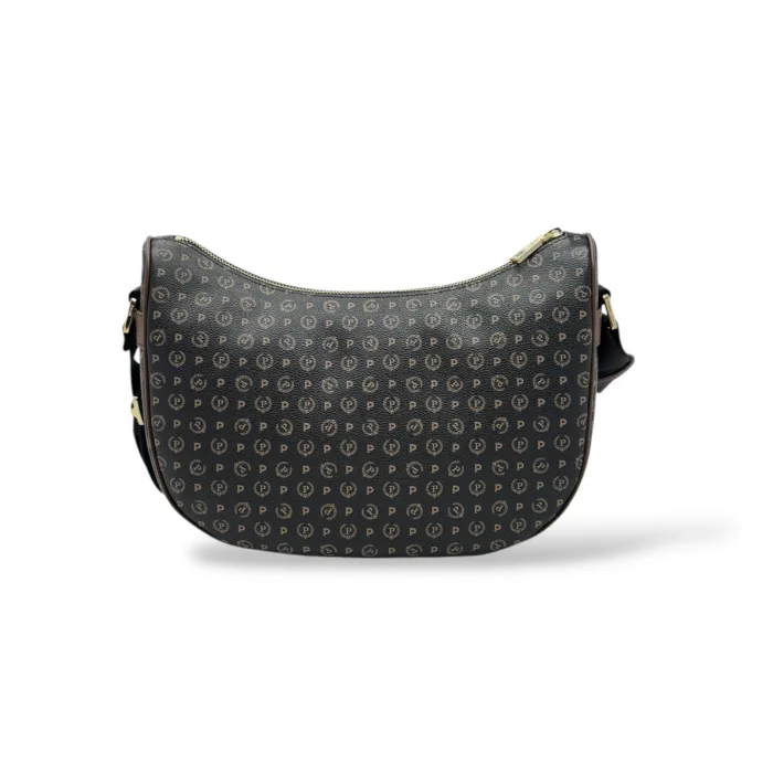 Borsa A Spalla Pollini Heritage in Pelle Nera con Dettagli Marroni art. TE8536PP0MQ1100D, foto 3 di 4