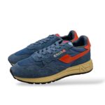 Sneakers Reelwind Autry Uomo in Nylon Camoscio Blu Avion e Dettagli Arancio art. WWLM UT13 - immagine 4