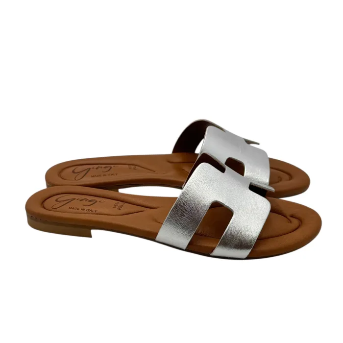 Ciabatta Gingi in Nappa Laminata Argento, Tacco 2 cm art. 3557, foto 1 di 5