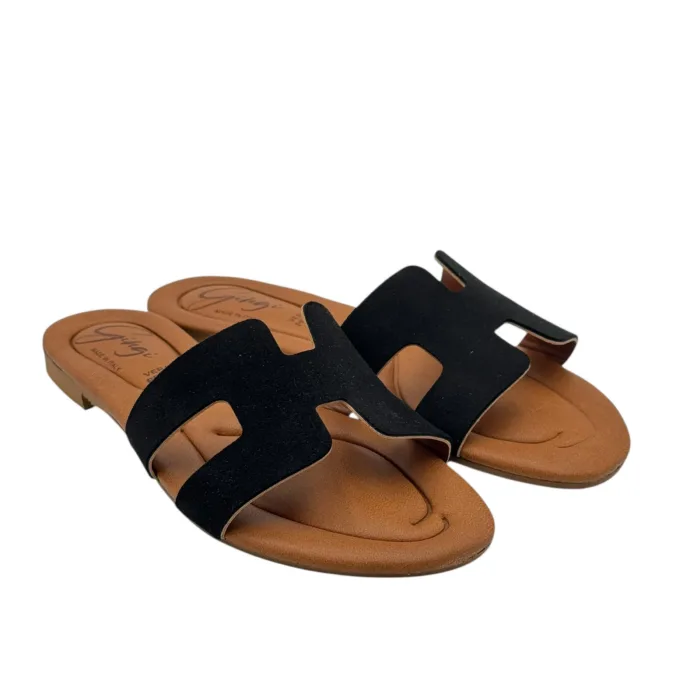 Ciabatta Gingi in Camoscio Nero, Tacco 2 cm art. 3557, foto 2 di 5