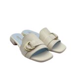 Ciabatta Lorenzo Mari in Nappa Bianca Accessorio Oro Tacco 3 cm art. Samu 37 - immagine 2