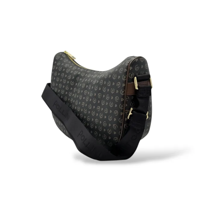 Borsa A Spalla Pollini Heritage in Pelle Nera con Dettagli Marroni art. TE8536PP0MQ1100D, foto 4 di 4