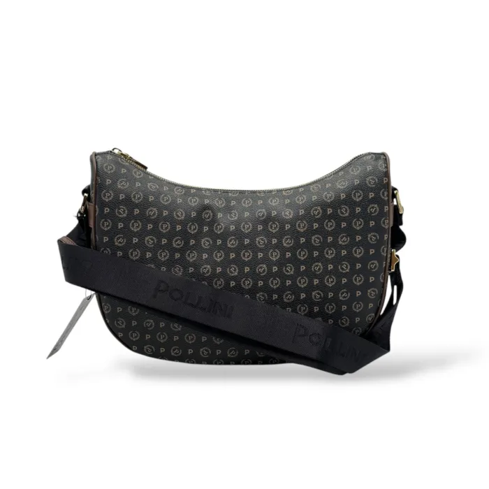 Borsa A Spalla Pollini Heritage in Pelle Nera con Dettagli Marroni art. TE8536PP0MQ1100D, foto 1 di 4