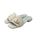 Ciabatta Lorenzo Mari in Nappa Bianca Accessorio Oro Tacco 3 cm art. Samu 37 - immagine 5