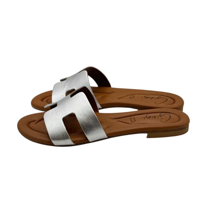 Ciabatta Gingi in Nappa Laminata Argento, Tacco 2 cm art. 3557, foto 5 di 5