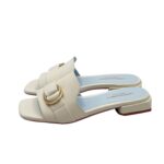 Ciabatta Lorenzo Mari in Nappa Bianca Accessorio Oro Tacco 3 cm art. Samu 37 - immagine 4