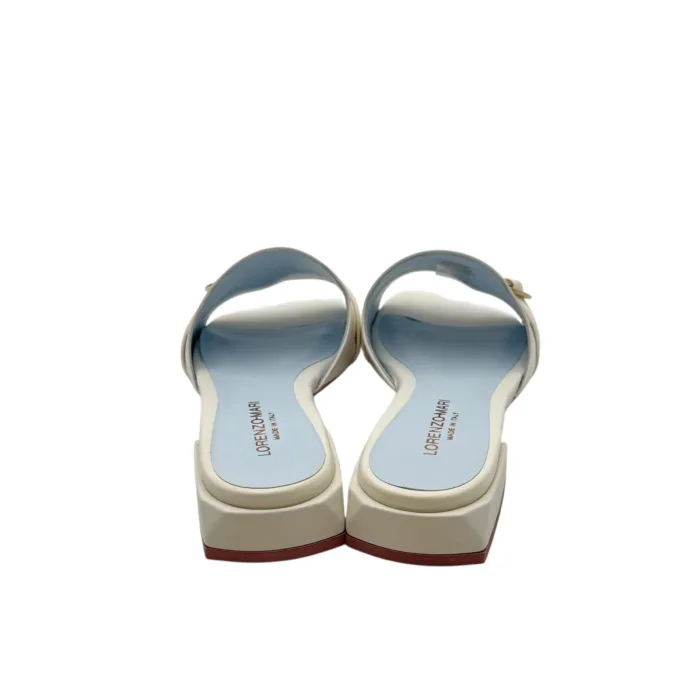 Ciabatta Lorenzo Mari in Nappa Bianca Accessorio Oro Tacco 3 cm art. Samu 37, foto 6 di 6