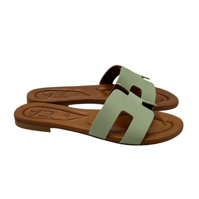 Ciabatta Gingi in Nappa Verde Acqua, Tacco 2 cm art. 3557, foto 1 di 6