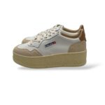 Sneakers Autry Medalist  Donna Platform in pelle e camoscio Bianca con Spoiler Cuoio art. PTLW LS02 - immagine 4