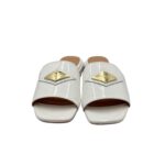 Ciabatta Lorenzo Mari in Vernice Bianca Accessorio Oro Tacco 3 cm art. Samu 32 - immagine 4