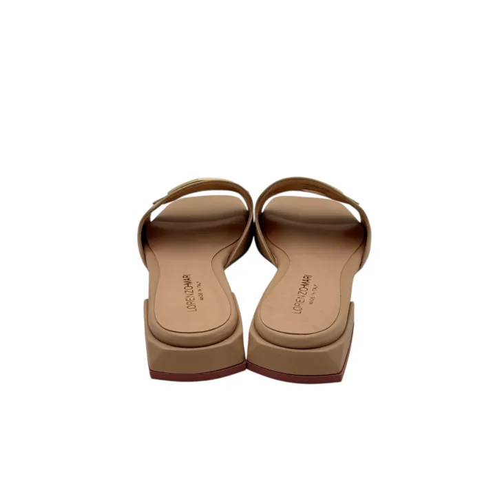 Ciabatta Lorenzo Mari in Vitello Nude Accessorio Oro Tacco 3 cm art. Samu 32, foto 6 di 6