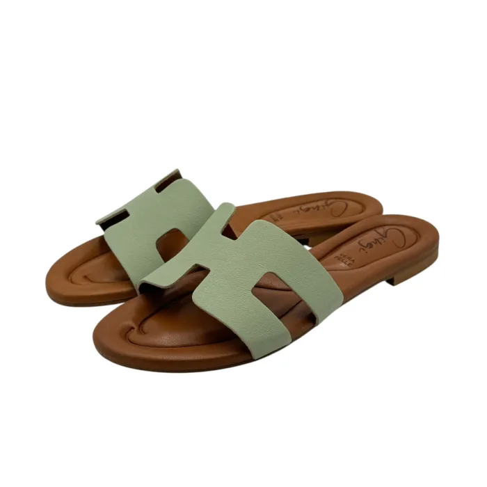 Ciabatta Gingi in Nappa Verde Acqua, Tacco 2 cm art. 3557, foto 4 di 6