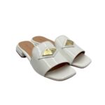 Ciabatta Lorenzo Mari in Vernice Bianca Accessorio Oro Tacco 3 cm art. Samu 32 - immagine 2