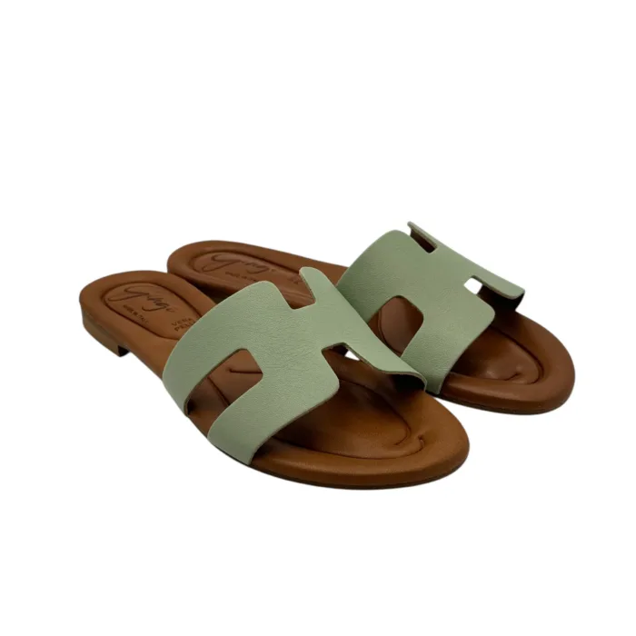 Ciabatta Gingi in Nappa Verde Acqua, Tacco 2 cm art. 3557, foto 5 di 6