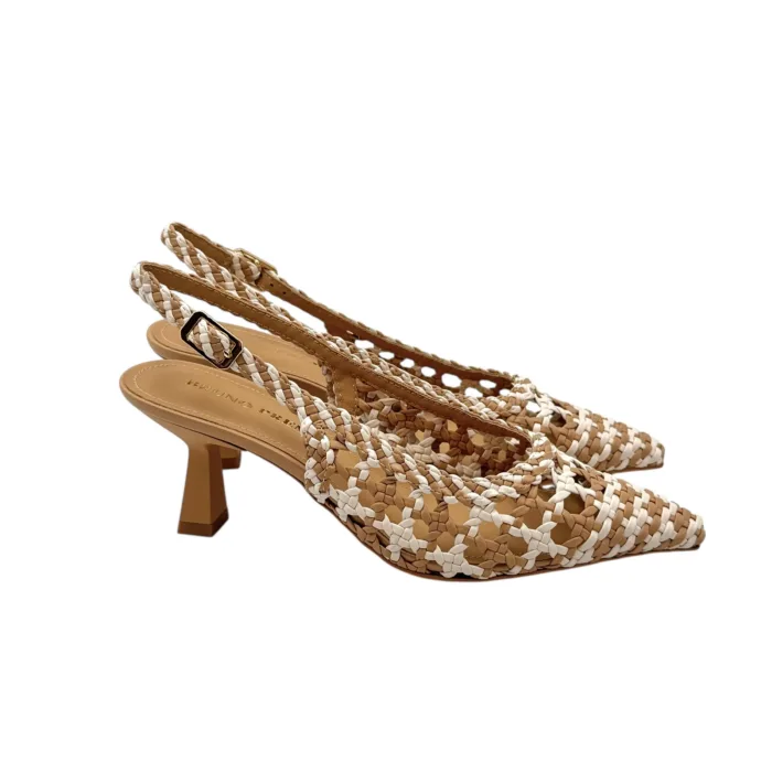 Slingback Bruno Premi in Nappa Intrecciata Biege e Avorio Tacco 7 cm art. BL0411X Intrecco Bicolore, foto 1 di 7