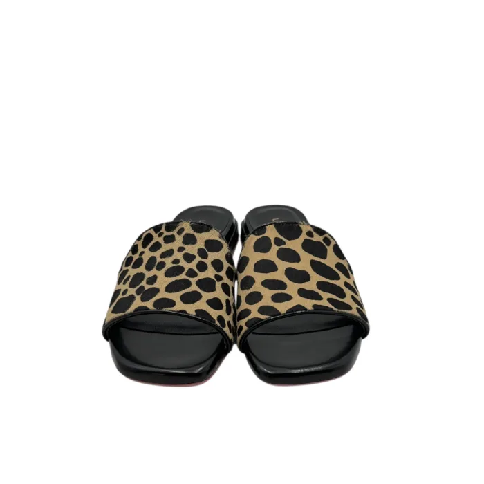 Ciabatta Lorenzo Mari in Cavallino Beige e Vitello Nero Tacco 3 cm art. Samu 20, foto 5 di 6