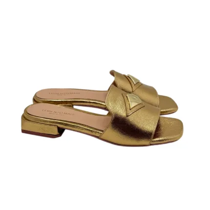 Ciabatta Lorenzo Mari in Nappa Oro Accessorio Oro Tacco 3 cm art. Samu 32
