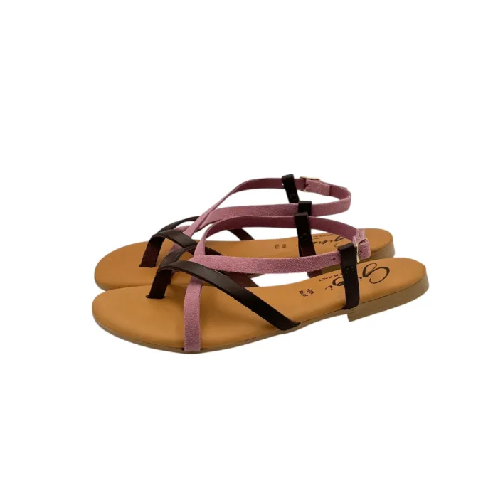 Sandalo Gingi in Pelle Testa di Moro e Rosa, Tacco 2 cm art. 3952, foto 2 di 5