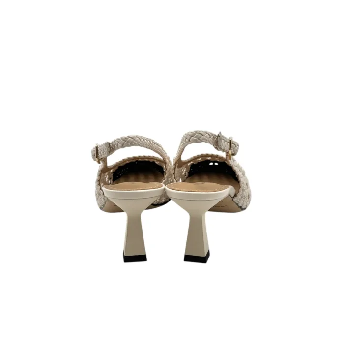 Slingback Bruno Premi in Nappa Intrecciata Avorio e Nera  Tacco 7 cm art. BL0411X Intrecco Bicolore, foto 6 di 7