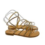 Sandalo Gingi in Pelle Oro e Strass, Tacco 2 cm art. V-3526