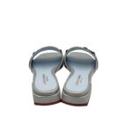 Ciabatta Lorenzo Mari in Vitello Argento Accessorio Blu Tacco 3 cm art. Samu 46 - immagine 6