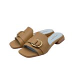 Ciabatta Lorenzo Mari in Nappa Beige Accessorio Oro Tacco 3 cm art. Samu 37 - immagine 5