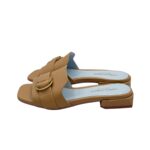 Ciabatta Lorenzo Mari in Nappa Beige Accessorio Oro Tacco 3 cm art. Samu 37 - immagine 4