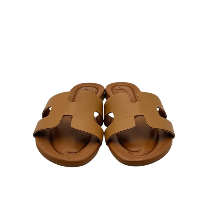 Ciabatta Gingi in Nappa Cammello, Tacco 2 cm art. 3557, foto 3 di 6