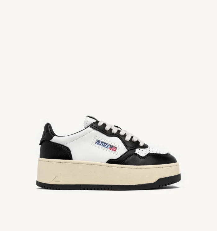 Sneakers Autry Platform Donna in Pelle Bianca e Nera art. PTLW WB01, foto 1 di 6