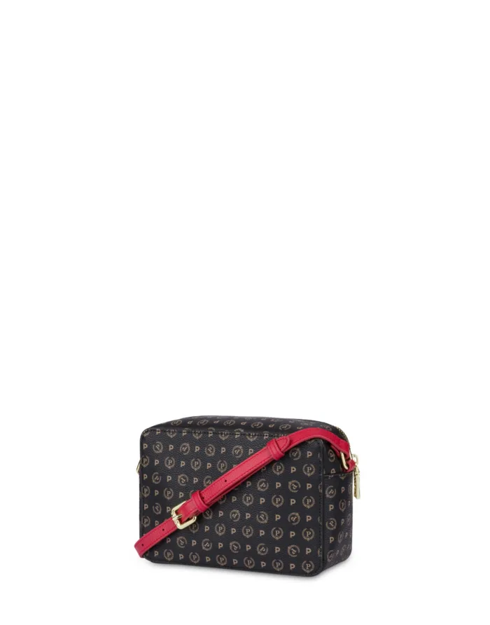 Borsa A Tracolla Pollini Heritage in Pelle Nera con Dettagli Rossi E Tasca Con Cerniera Frontale art. TE8535PP0MQ1100B, foto 5 di 5