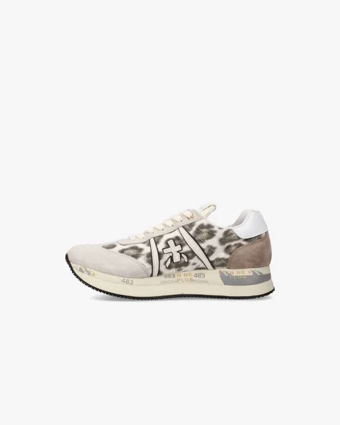 Sneakers Premiata Donna in Camoscio Beige e Maculato art. Conny 7362, foto 3 di 5
