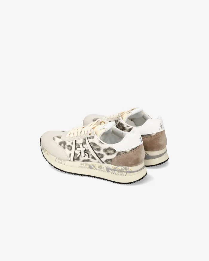 Sneakers Premiata Donna in Camoscio Beige e Maculato art. Conny 7362, foto 5 di 5