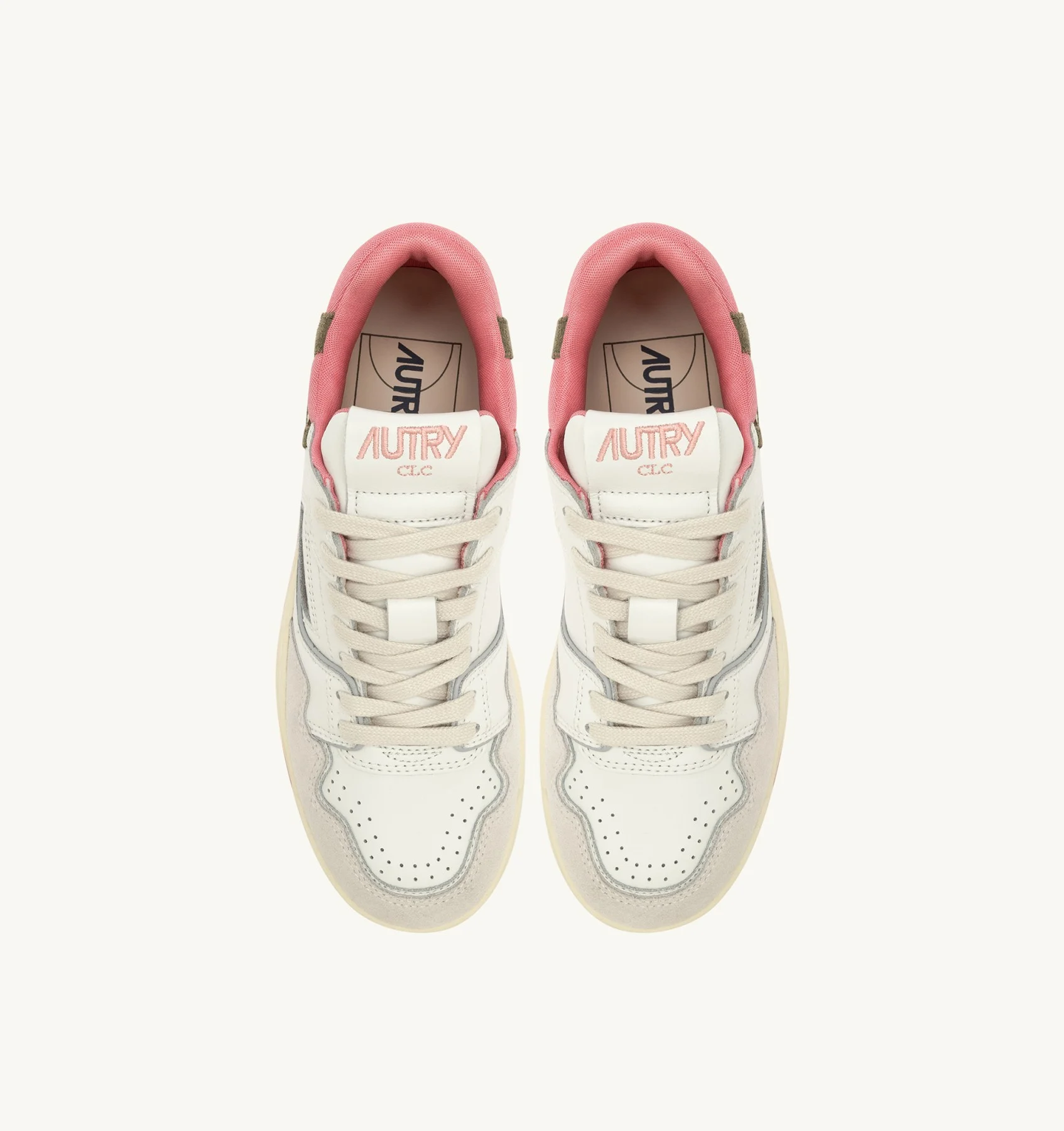 Sneaker Donna Autry CLC Low in Pelle Bianca con dettagli Verde Militare art. ROLW MC03 - immagine 3